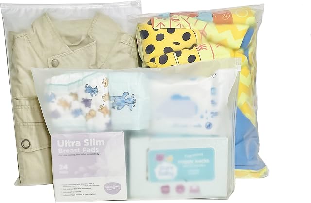 Marrie Frosted Resealable Bags Ziplock Seal Plastic Bag for Clothes Garments Travel Space Saver Luggage Organiser Waterproof Without Hole Pouch School Trips Home Hospital Storage-Pack of 12 Bags (XL)