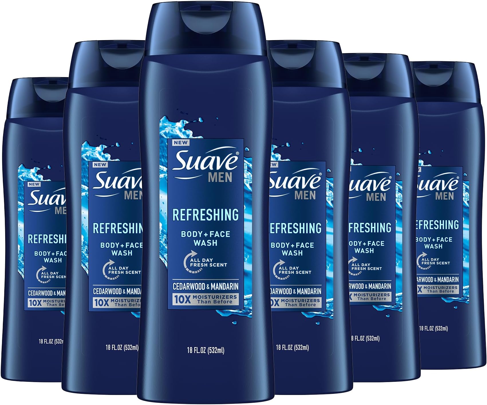 Men Moisturizing Body & Face Wash, With Cedarwood and Mandarin Scent, No Parabens, No Phtahaltes, 18 Oz Pack of 6