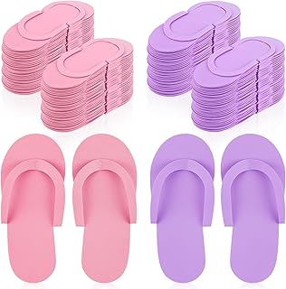 Geyoga 48 Pairs Disposable Flip Flops Pedicure, Light Pink,Light Purple