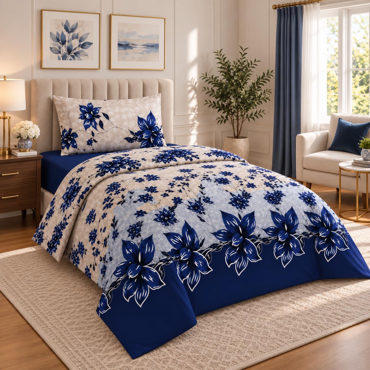 Opulent Living Single Duvet And Pillow Set with Fitted Sheet - 3pcs