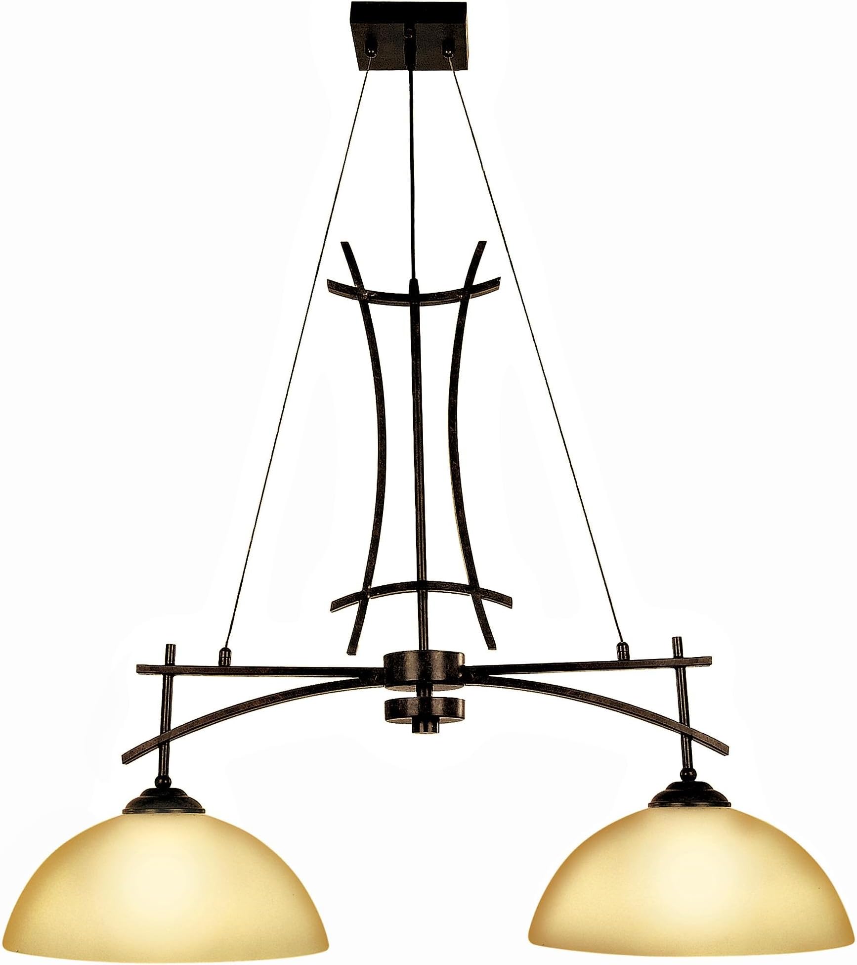 Yosemite Home Decor 94682-2VB Sentinel Kitchen Island Fixture with Amber Scavo Shades, 2-Light, Venetian Bronze