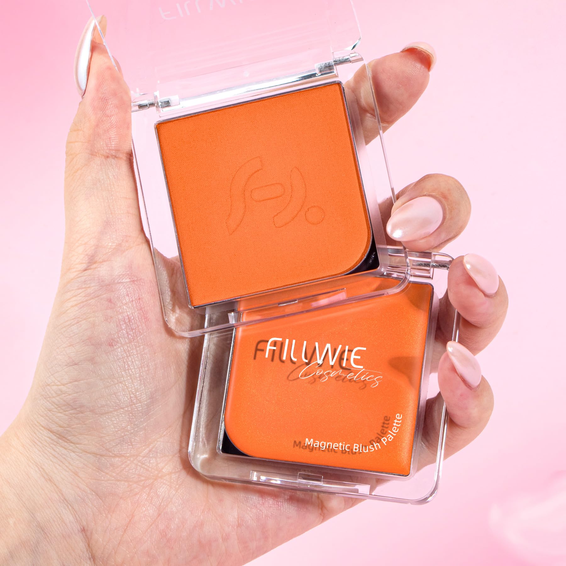 Lot de 2 blush crème en poudre Duo – Orange pour des tons de peau clairs à moyens, même teinte ensoleillée, durable, à construire, couleur naturelle éclatante pour les joues crème rosée + finition en