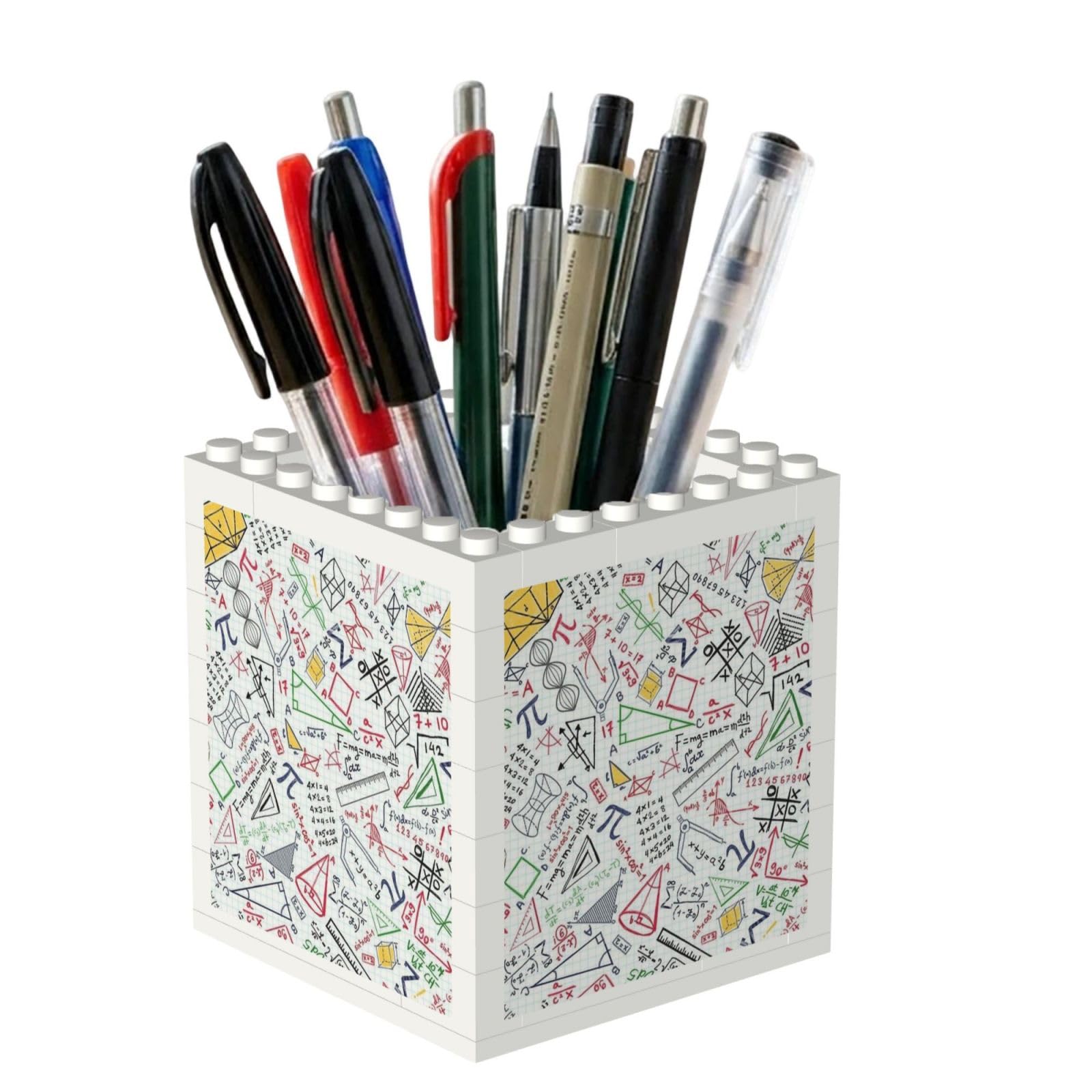 Poadnly Colorful Math Doodles On Grid, Pen Pot Pencil Holder for Office Home School, Compact Desk Organiser for Office Stationery