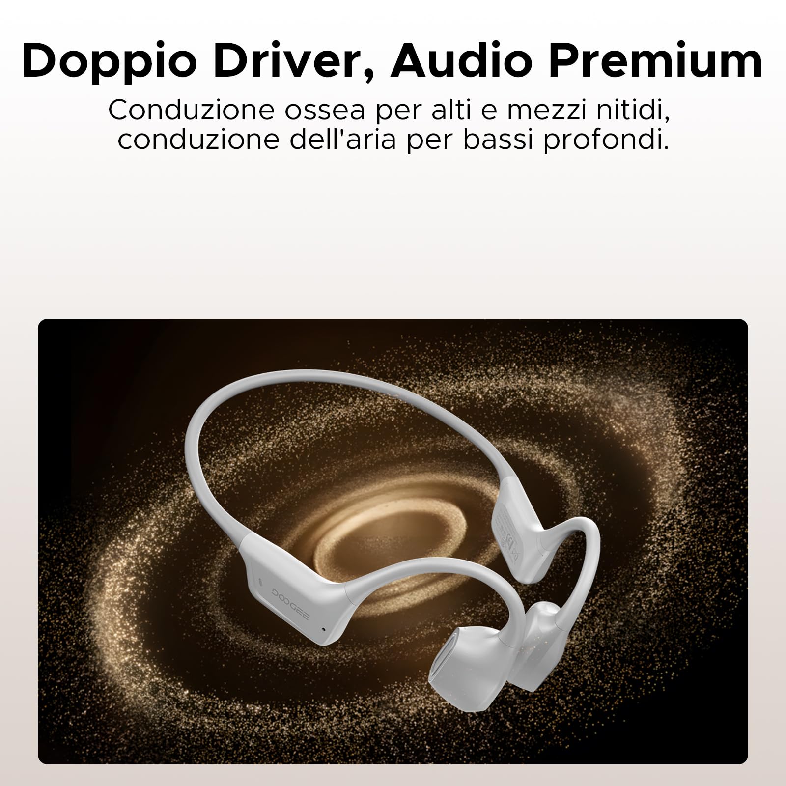 Cuffie a Conduzione Ossea Nuoto, 10H IP68 Impermeabili Sportivi Auricolari Conduzione Ossea 64GB MP3 Bluetooth 5.4 Nuoto, corsa e fitness,Grigio
