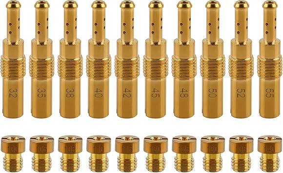 Carbhub 10 pcs Carburetor Main Jet with 10 pcs Slow & Pilot Jet for PWK Keihin OKO CVK Fits Chinese Scooters ATVs Karts with 125cc 150cc GY6 Motor Engine Carb