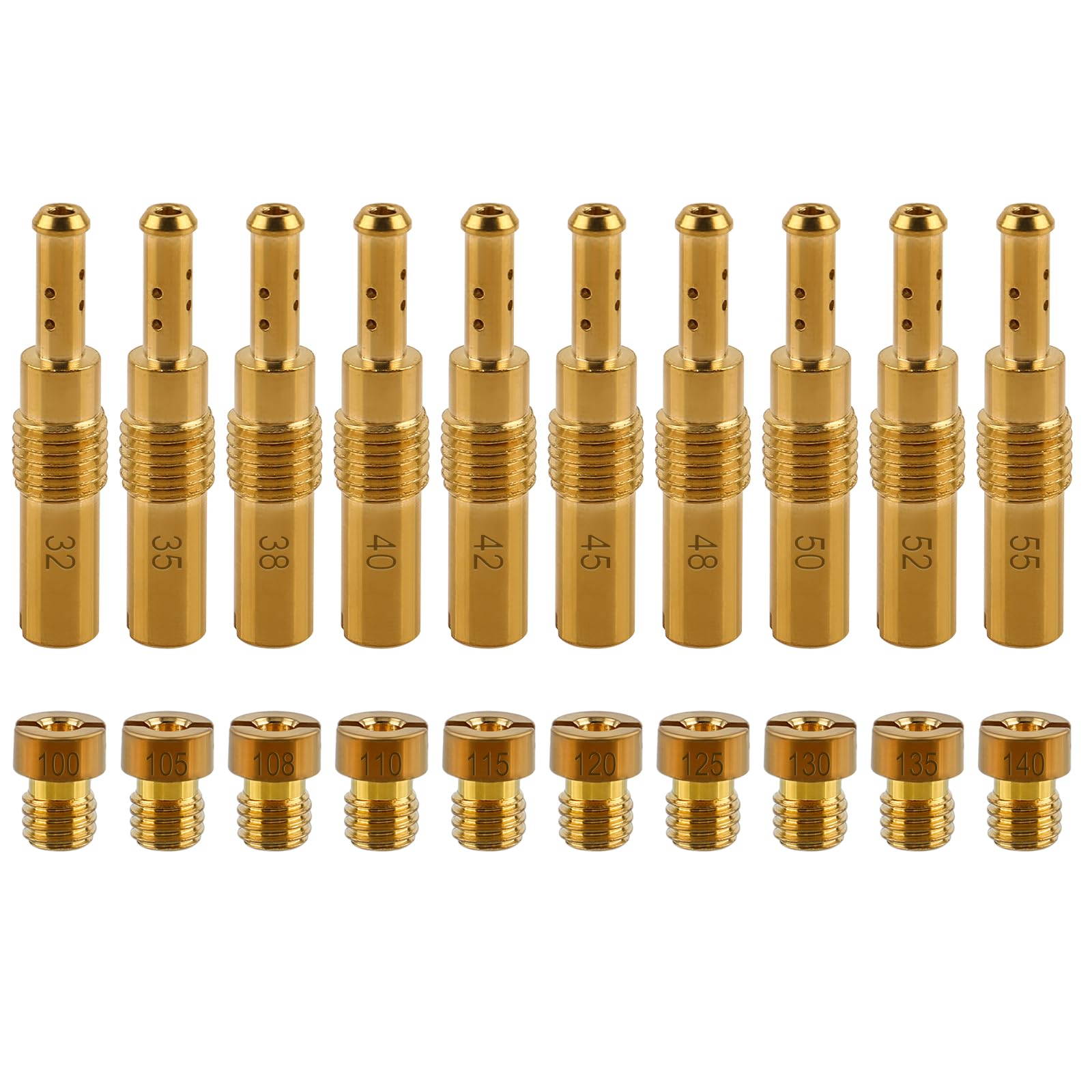 Carbhub 10 pcs Carburetor Main Jet with 10 pcs Slow & Pilot Jet for PWK Keihin OKO CVK Fits Chinese Scooters ATVs Karts with 125cc 150cc GY6 Motor Engine Carb