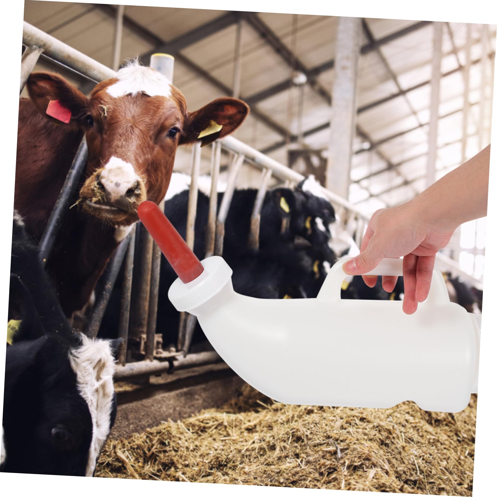 HANABASS 2juegos Biberón De Alimentación Para Terneros Con Asa Botella De Leche Horizontal Para Corderos y Cabras Chupete De Reutilizable Alimentador De Ganado
