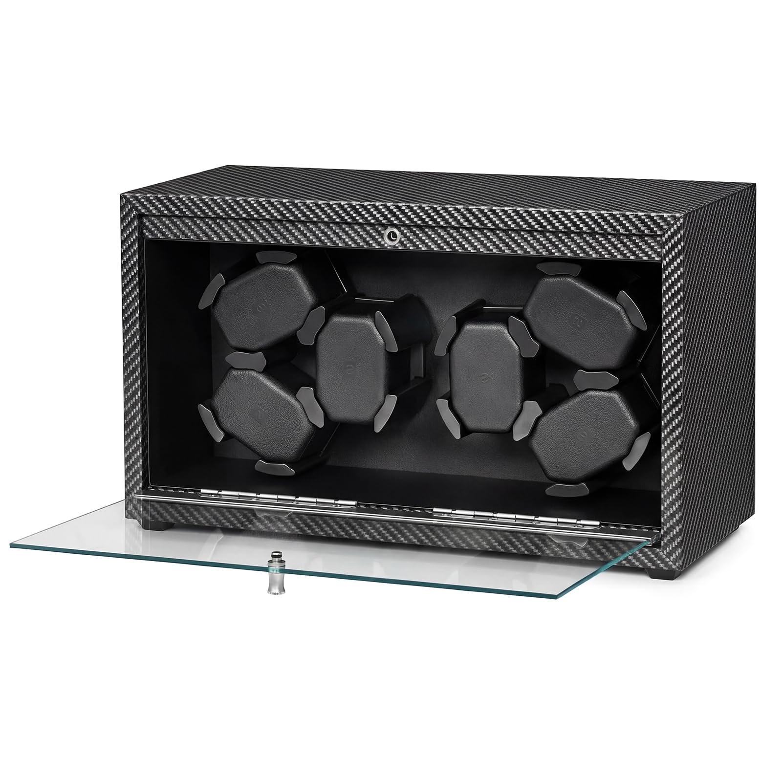 6 Uhrenbeweger für Automatikuhren, Superleiser Motor, 4 Rotationsmodi Mit Led-Leuchten, Einziehbares Kissen, Uhrenbewegerbox FüR Damen- Und Herren-Uhren