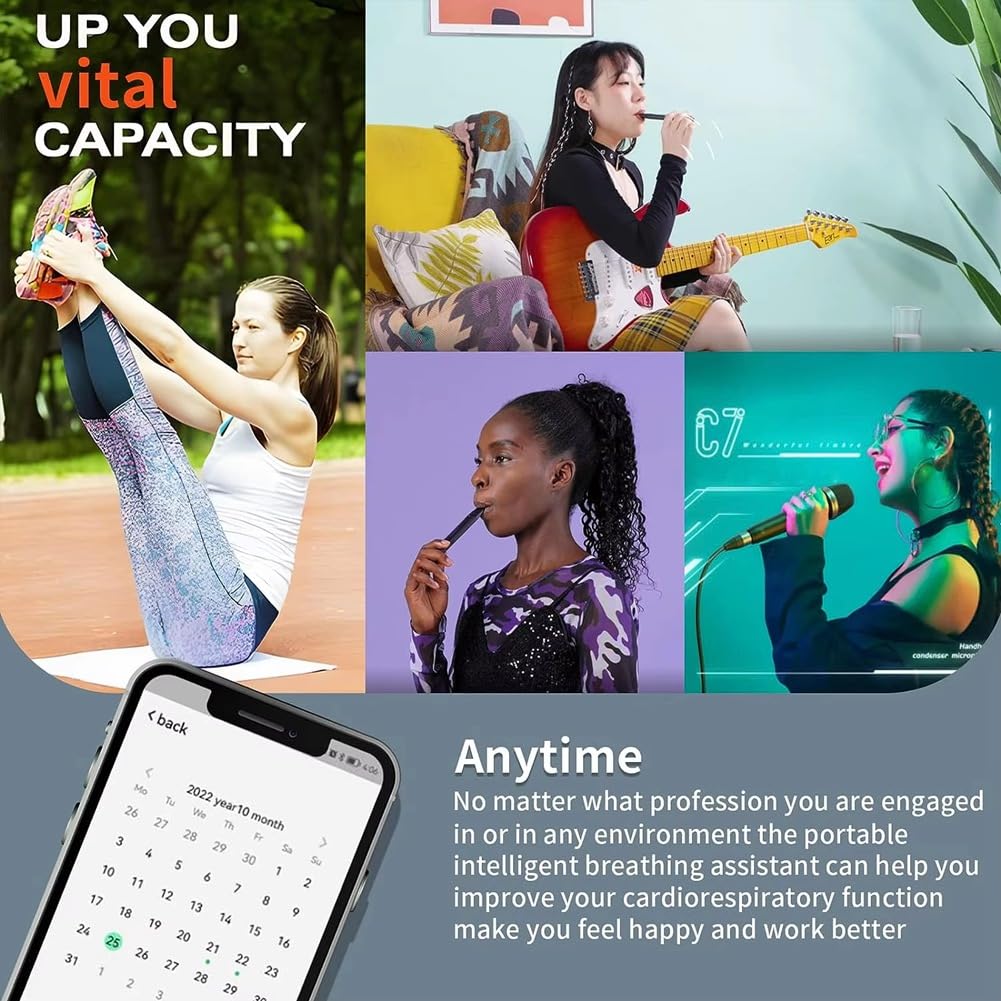 Espirómetro Bluetooth para Teléfono Móvil con Grabación de Datos, Equipo de Resistencia, Adecuado para el Entrenamiento de Respiración Pulmonar en Niños y Adultos.
