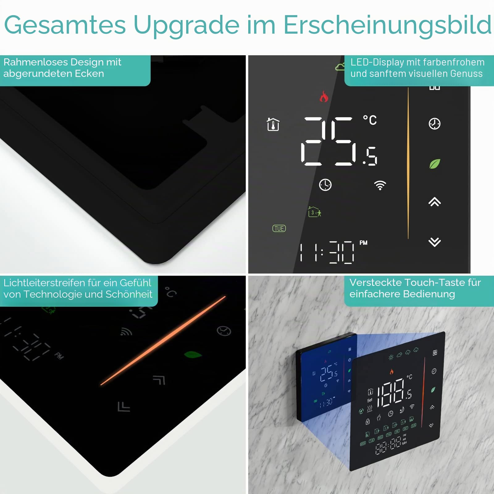 MOES WiFi Thermostat Programmierbare Raumtemperatursteuerung für Gasboiler Temperatur LuftfeuchtigkeitTuya/Smart Life APP Wireless Control Alexa/Google Home | Raumtemperaturregler, Luftfeuchtigkeit, Tuya/Smart Life App, Alexa/Google Wireless Control