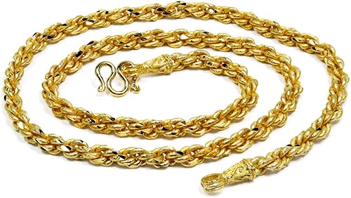 Niza! Cadena de cuerda de 20 pulgadas 24k chapado en oro tailandés collar, chapado en oro, Metal