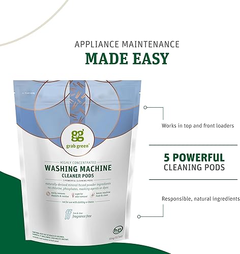 Miniatura 6 de Grab Green Cápsulas limpiadoras para lavadora, sin fragancia, 5 tabletas de limpieza