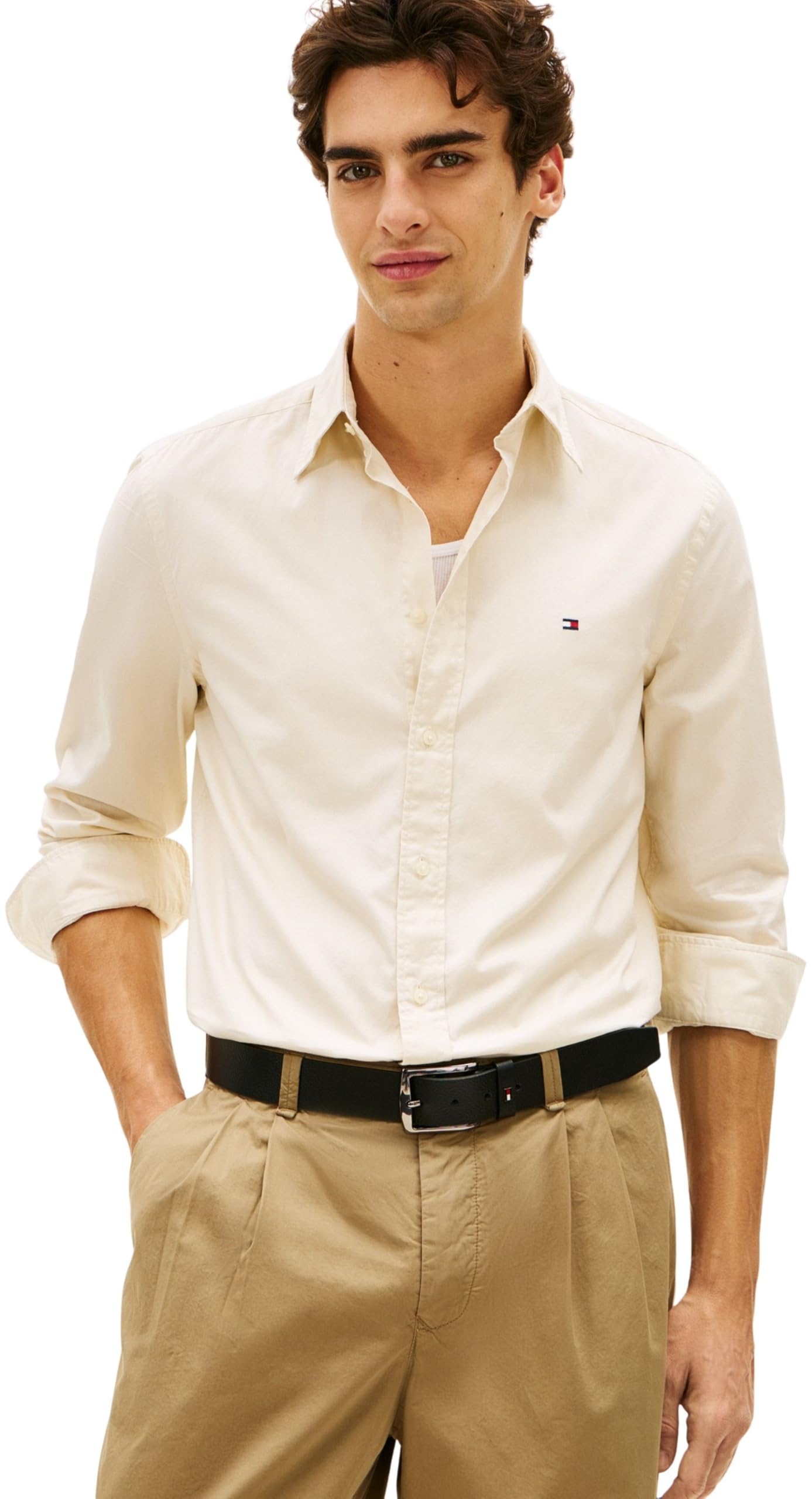 Tommy Hilfiger Koszula L/S Mężczyźni Flex Poplin Solid Rf Shirt Mw0mw37550