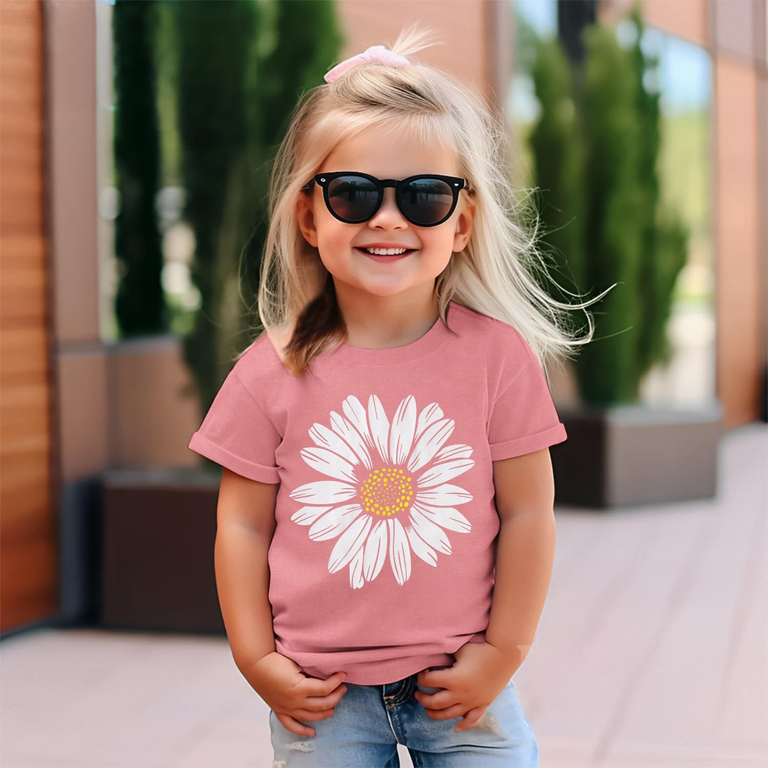 Ritatte Toddler Girl Flower Shirt Cute Daisy Flower Graphic T-Shirt Kids Boho Wildflower Short Sleeve Tees Summer Casual Tops - Image 2