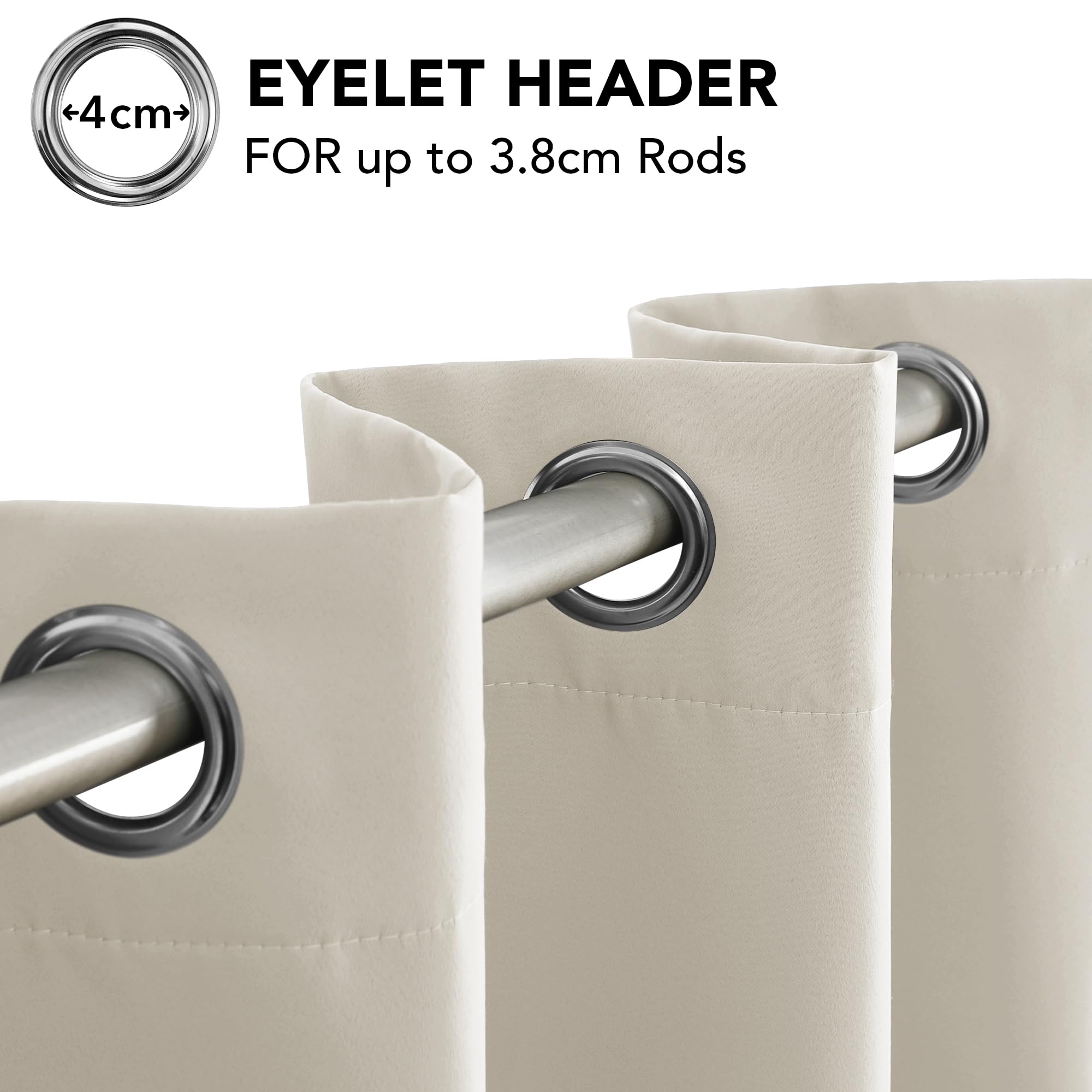 Deconovo Rideaux Occultants Isolant Thermique Anti Froid, 200x245 (Largeur X Hauteur), Design Moderne à Oeillets, Beige, 1Pièces