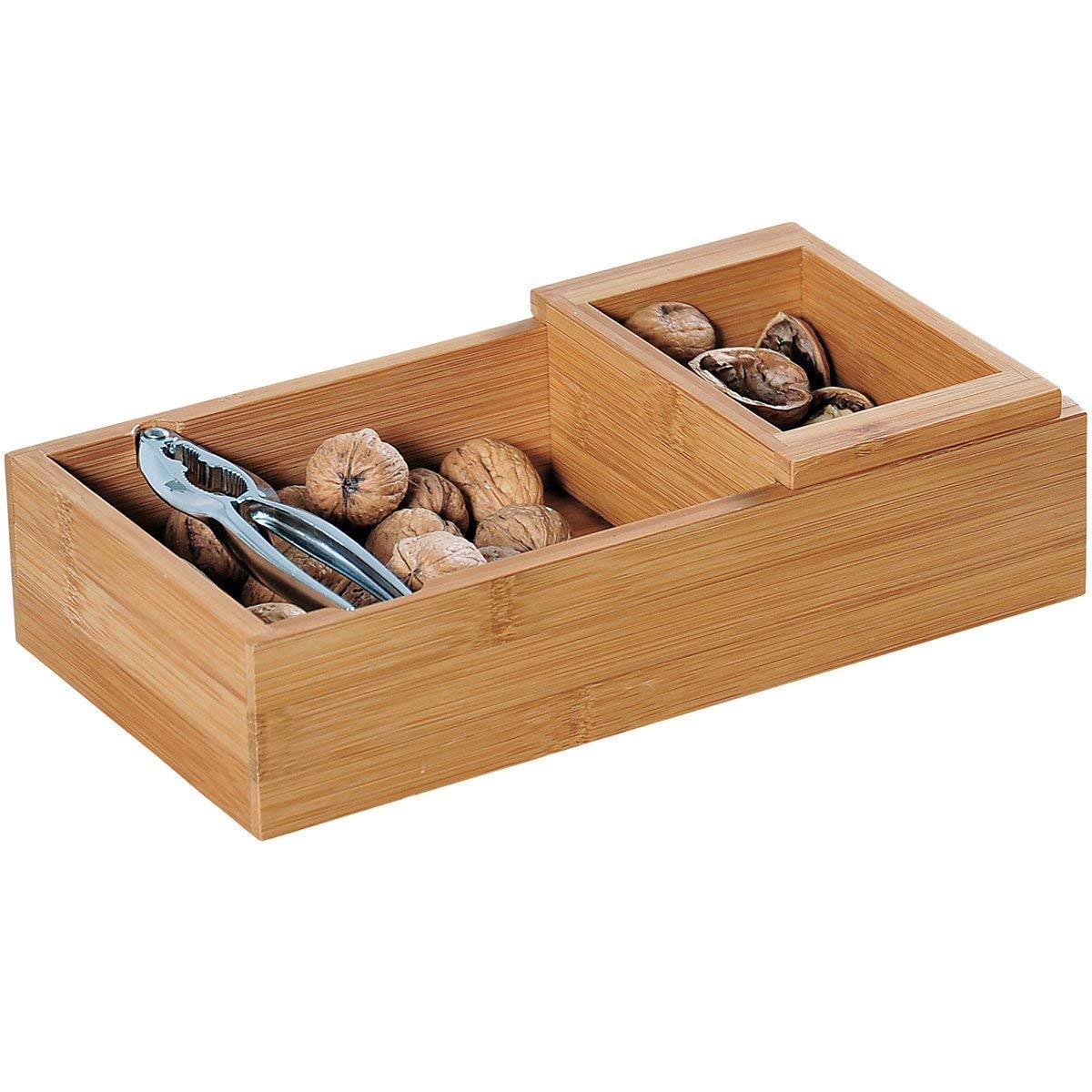 Kesper 62830 ciotola quadrata con schiaccianoci, Legno, Marrone, 30 x 16.5 x 7,5 cm
