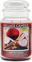 Village Candle Apples & Cinnamon Large Apothecary Jar Candle, 21.25 oz - Dual Wick, 170-Hour Burn, Warm Spice Scent