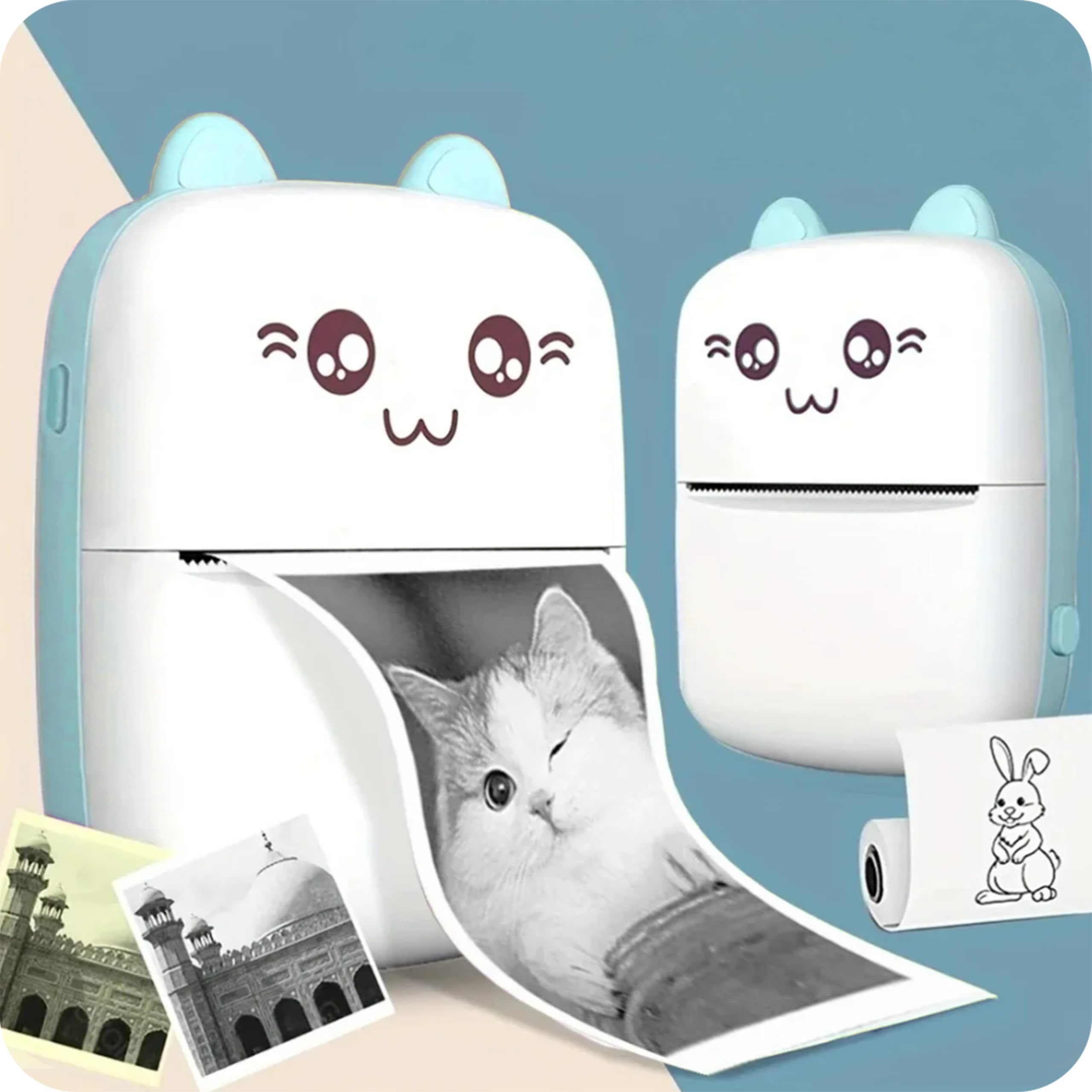 KRUMAD Mini stampante wireless, stampante termica portatile Bluetooth, 200 DPI, stampa fotografica, compatta, perfetta come regalo per adolescenti e stampa di foto per telefono
