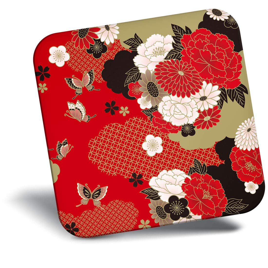 Destination Vinyl Ltd Fridge Magnet - Red Japanese Art Flowers Fun 2664