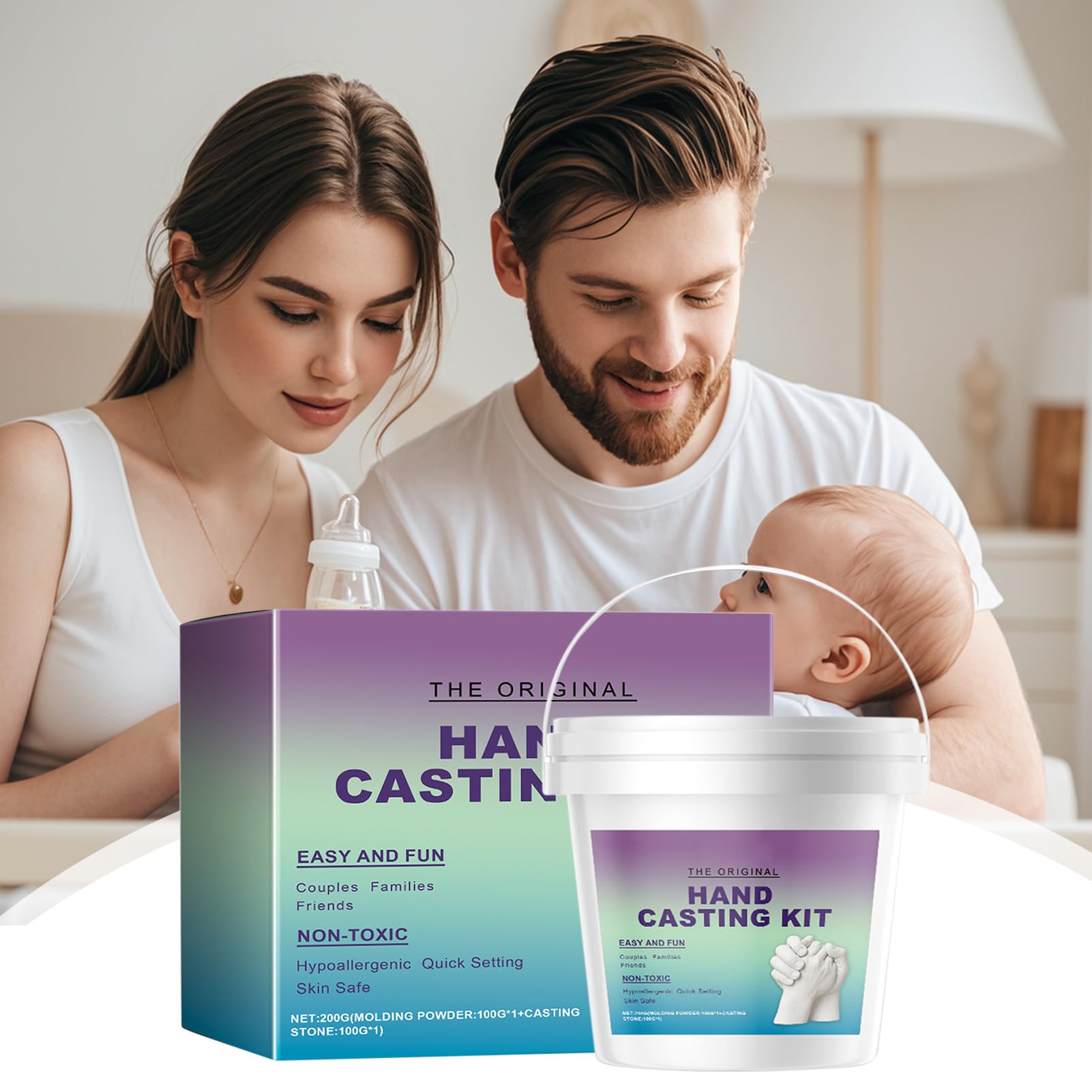 Genérico Kit Para Moldeado De Manos - Kit Para Esculturas En Yeso De Parejas Con Guantes Incluidos,Set Artesanal Romántico Para Bodas, Cumpleaños Y Regalo Para Ella Como Recuerdo Personalizado