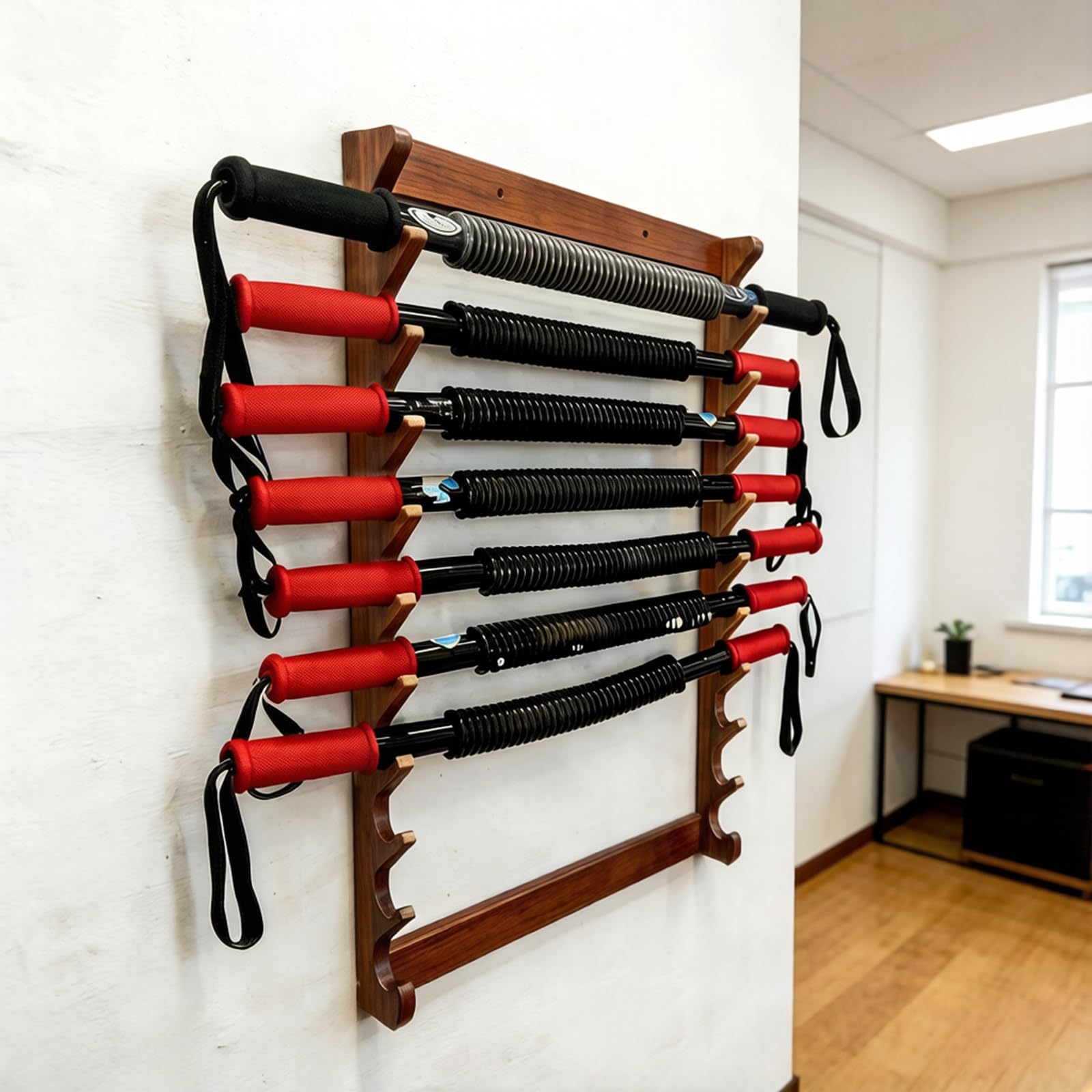 Organizer per palestra, 10 Ripiani Montaggio a parete per Power Twister Bar