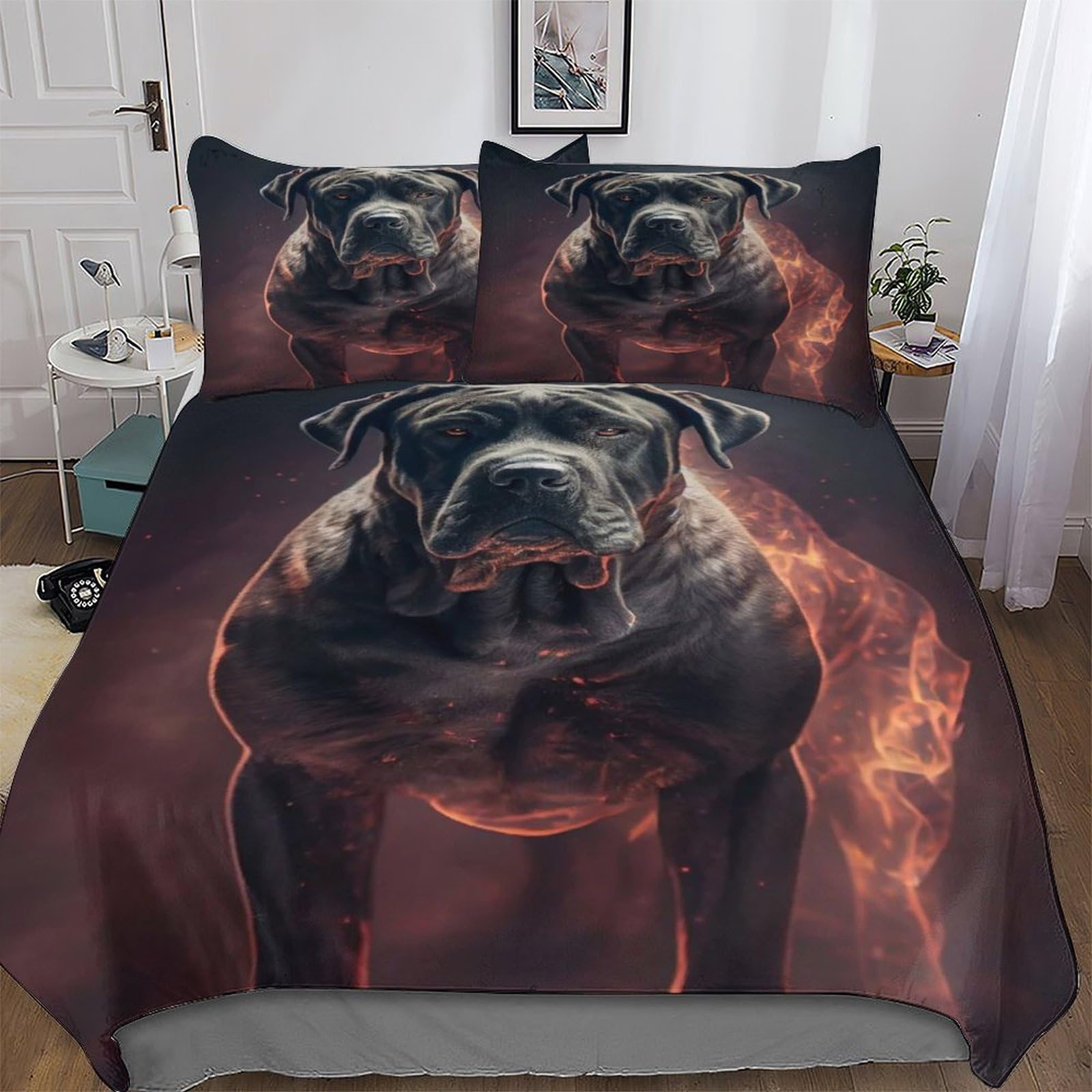 Pazzk Cane Corso Duvet Cover, Soft & Cosy Polycotton Quilt Cover Bedding Sets 3 Pieces With Pillowcase Easy Care Anti Allergic Comforter Cover For Kids, Youth And Adult King (220X240cm)