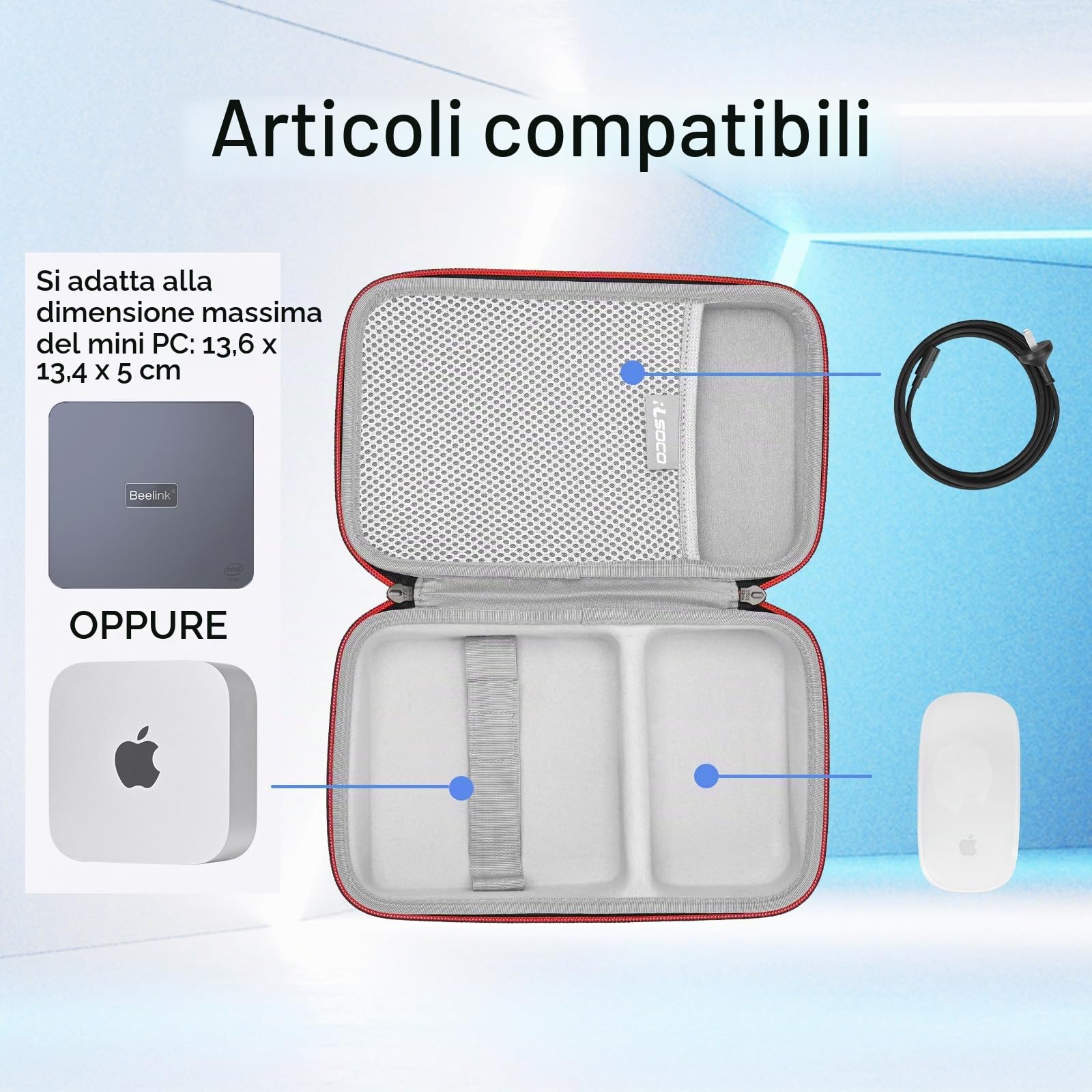 RLSOCO Custodia per NiPoGi Essenx E1/AK1 Plus/E3B/AM06 PRO/Essenx E2/H1 Mini PC & per GEEKOM A6/A8/A5/IT12/Air12/IT15/A5 Pro/XT13 Pro/AX8 Pro/IT13 Mini PC (Solo Custodia)