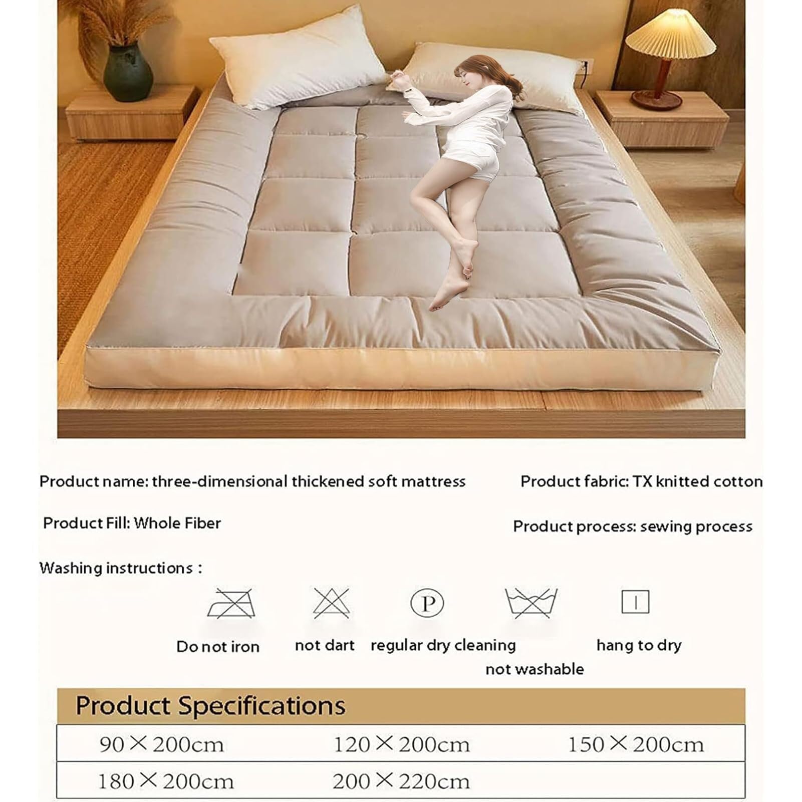Materasso futon giapponese spesso, extra soffice, tatami, tappetino per dormire pieghevole, morbido, traspirante e arrotolabile per soggiorno, dormitorio, ospite, campeggio, divano (verde)
