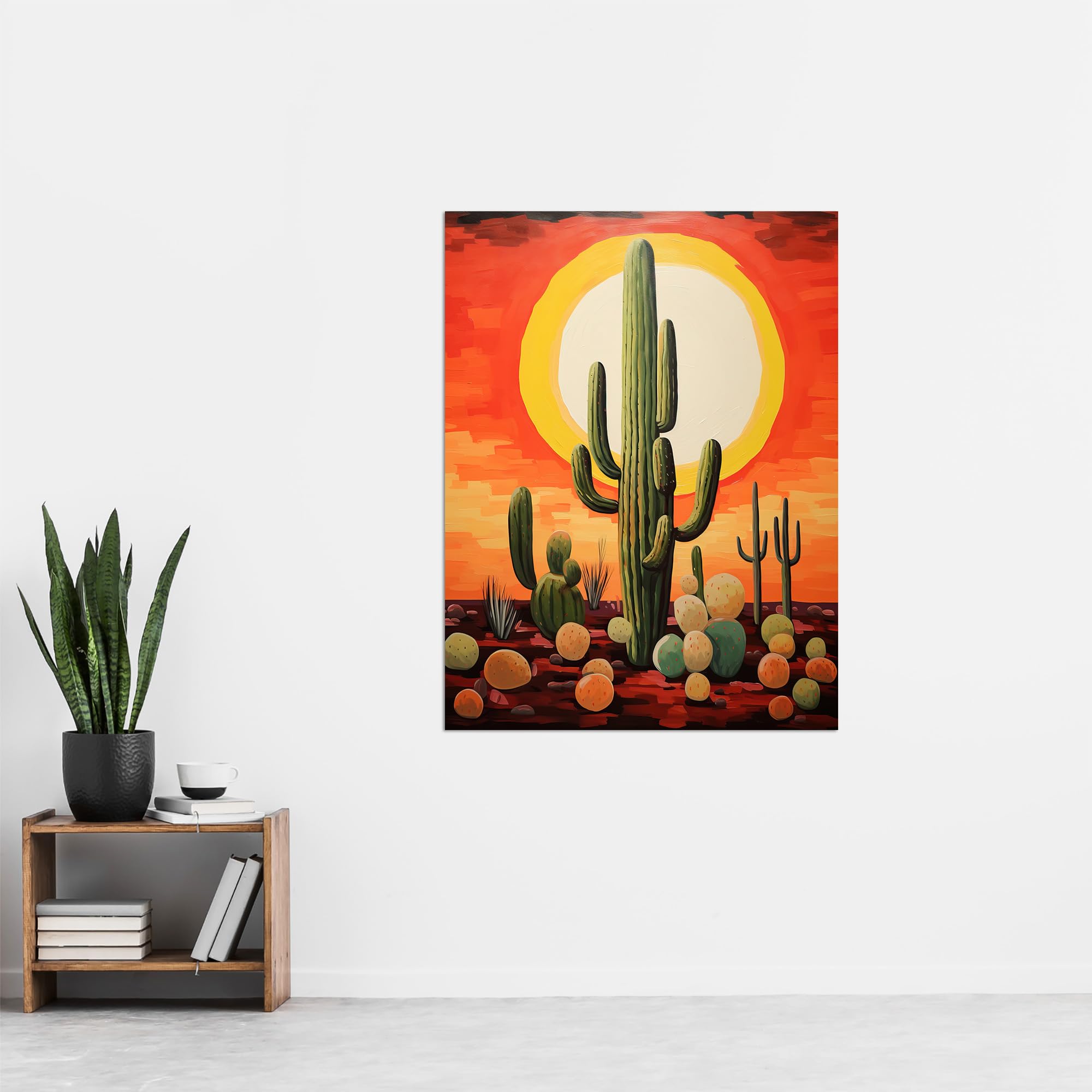 Amazon.com: Artery8 Desert Cactus At Noon Artwork Painting White Hot Sun  Red Yellow South America La Guajira Extra Large XL Wall Art Poster Print:  Posters & Prints
