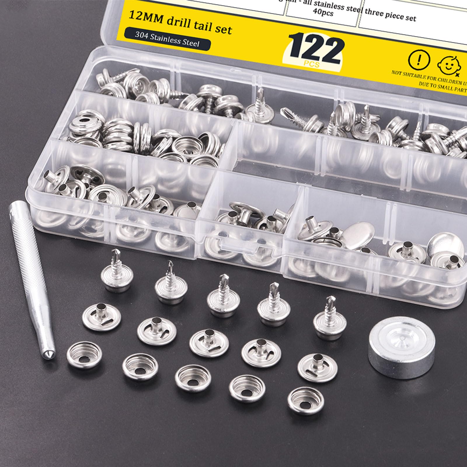 Kit 120 Bottoni A Pressione In Acciaio Inox 15 Mm, Per Barche, Tessuti, Jeans, Fai Da Te