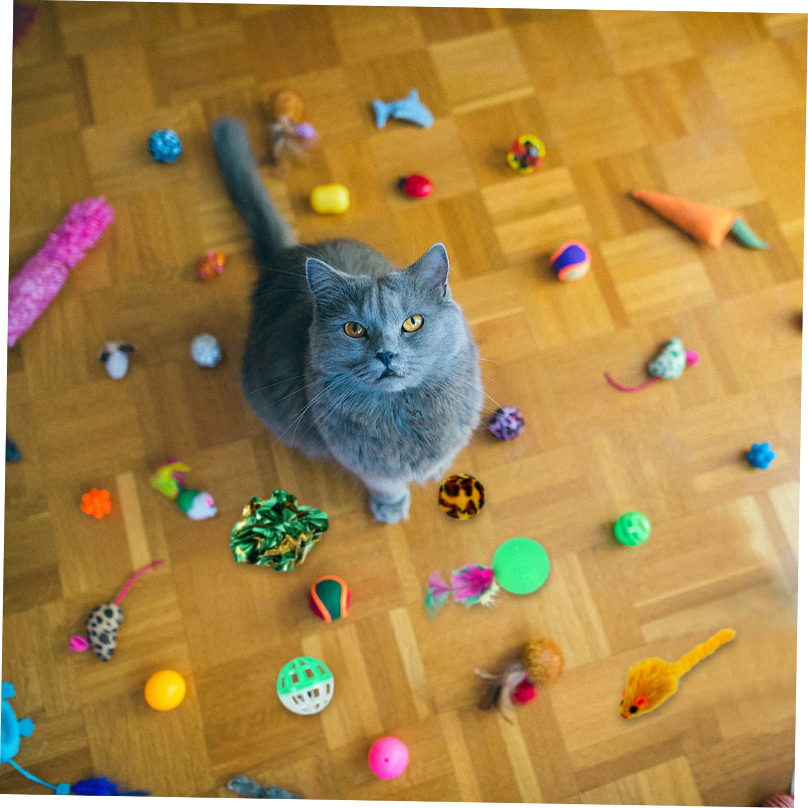 VANZACK 40 Piezas Juego de Navidad para Mascotas Bolas de Juguete para Gatos Juguetes para Mascotas mancuerna Cat Toys Juguetes para Gatos Juguetes Gatos Rompecabezas de Gato