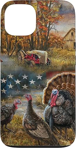 iPhone 13 Hermosa caza de pavos salvajes Camo American Flag Case