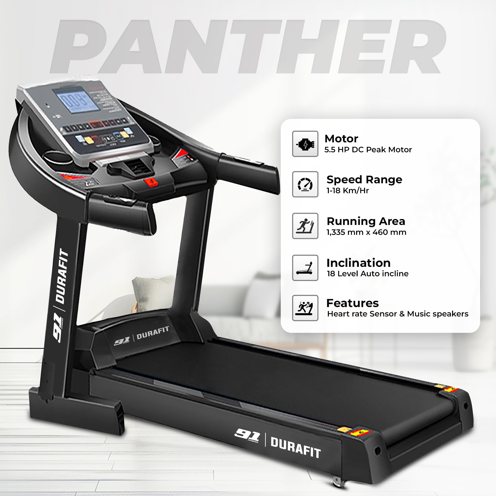 91 Durafit Panther Hp Peak Dc Motorized Foldable Desertcart