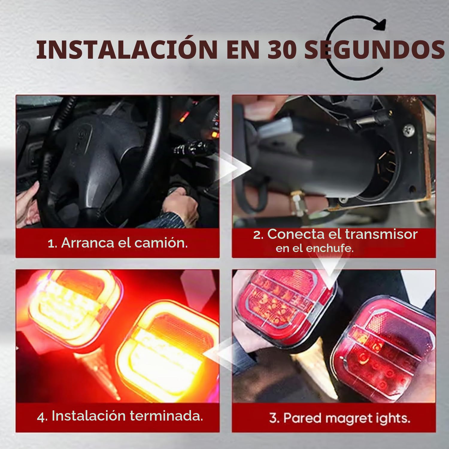 KinZon LED 2 x Luces Pilotos Traseros Remolque Base Imán Inalámbrica, E11 Marcado Aprobado Homologados, Camión Magnético Sin Cable Inalámbrico Para Auto Camión Tractor Remolque Caravana