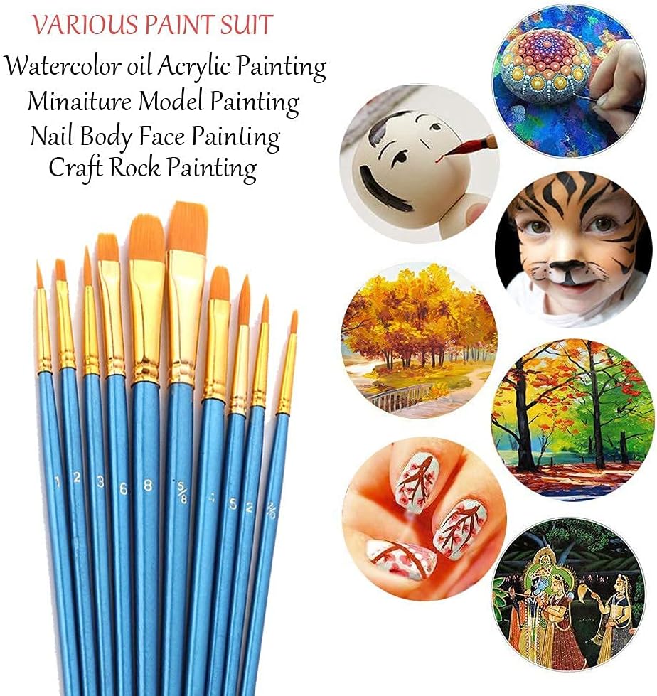 Foeran Paint Brushes Set,30 Pcs Round Pointed Tip Paintbrushes Nylon Hair Artist Acrylic Paint Brushes for Acrylic Oil Watercolor,Face Nail Art,Miniature Detailing and Rock Painting