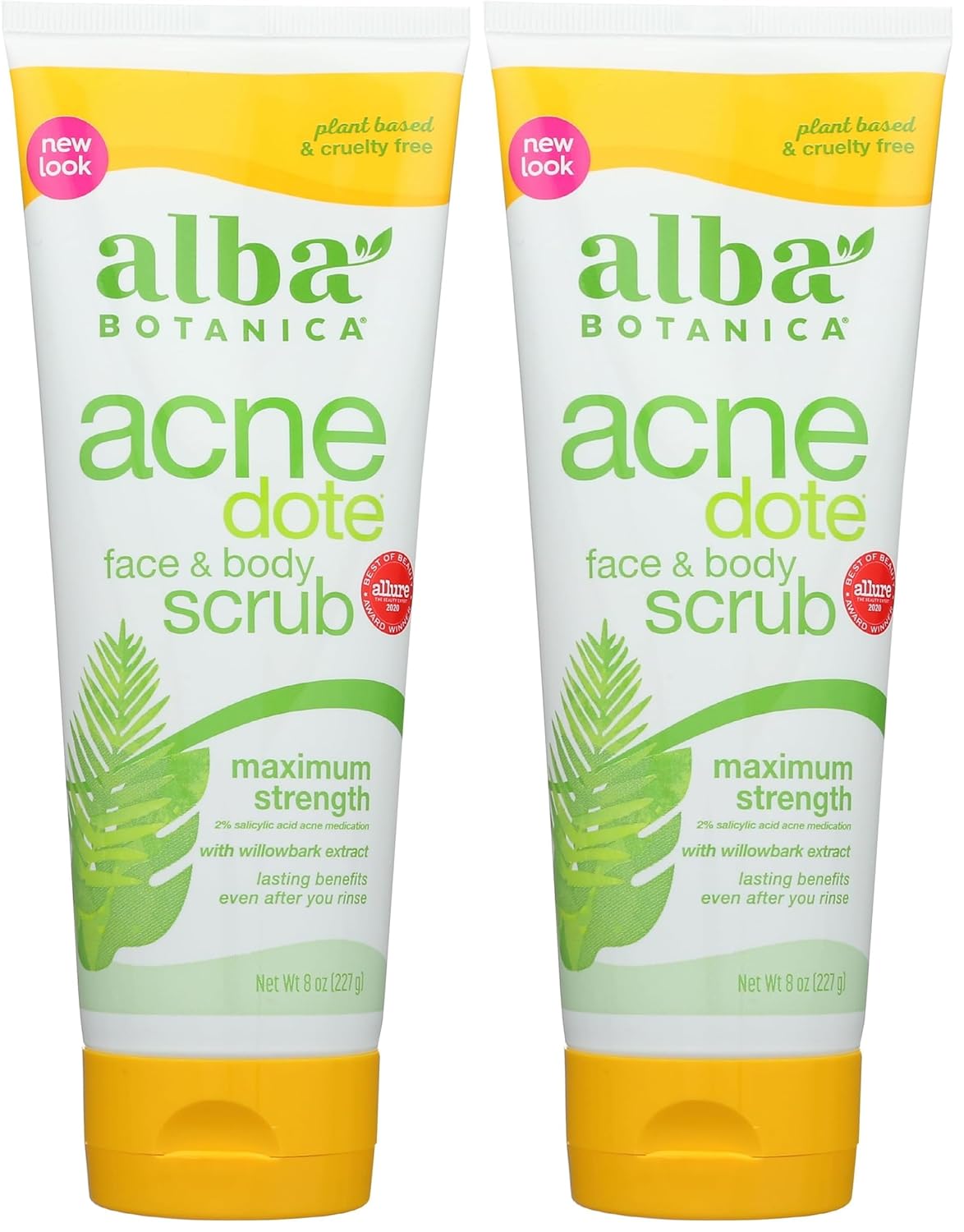 Alba Botanica Acnedote Maximum Strength Face & Body Scrub, 8 Oz (Pack of 2)