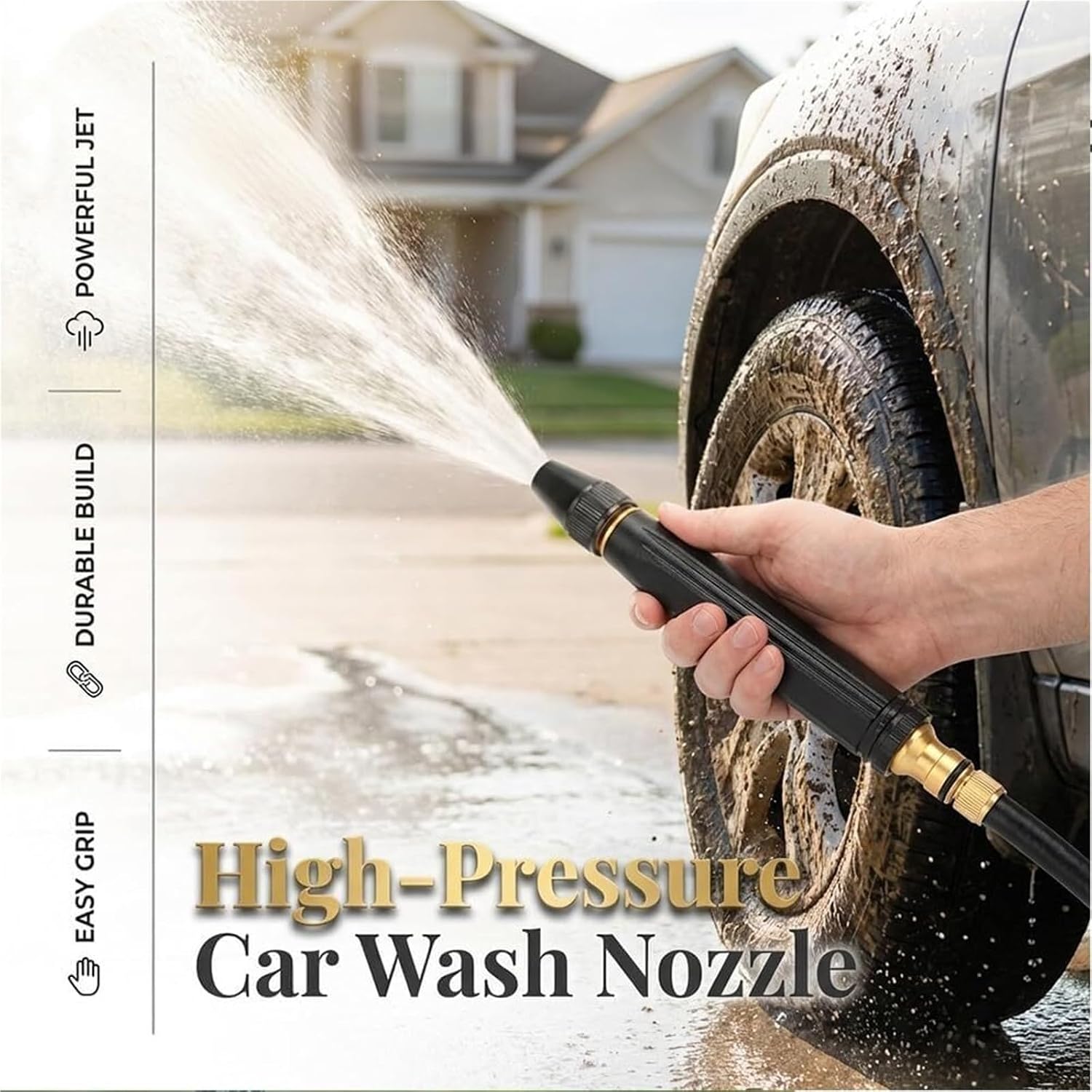 Powerful High-Pressure Water Gun for Car Cleaning, Powerful High-Pressure Home Car Wash & Garden Sprayer, Adjustable Hose Nozzle for Car Washing Plants Watering Outdoor Cleaning(1 PC)