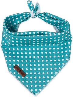 LIONET PAWS Polka Dot Dog Bandana for Small Medium Large Dogs-Teal S | Cute Doggy Triangle Bib for S M L Boy Girl Dogs, Puppy Kerchief Scarf, Soft, Breathable Cotton, Washable, Sturdy, Daily Wear