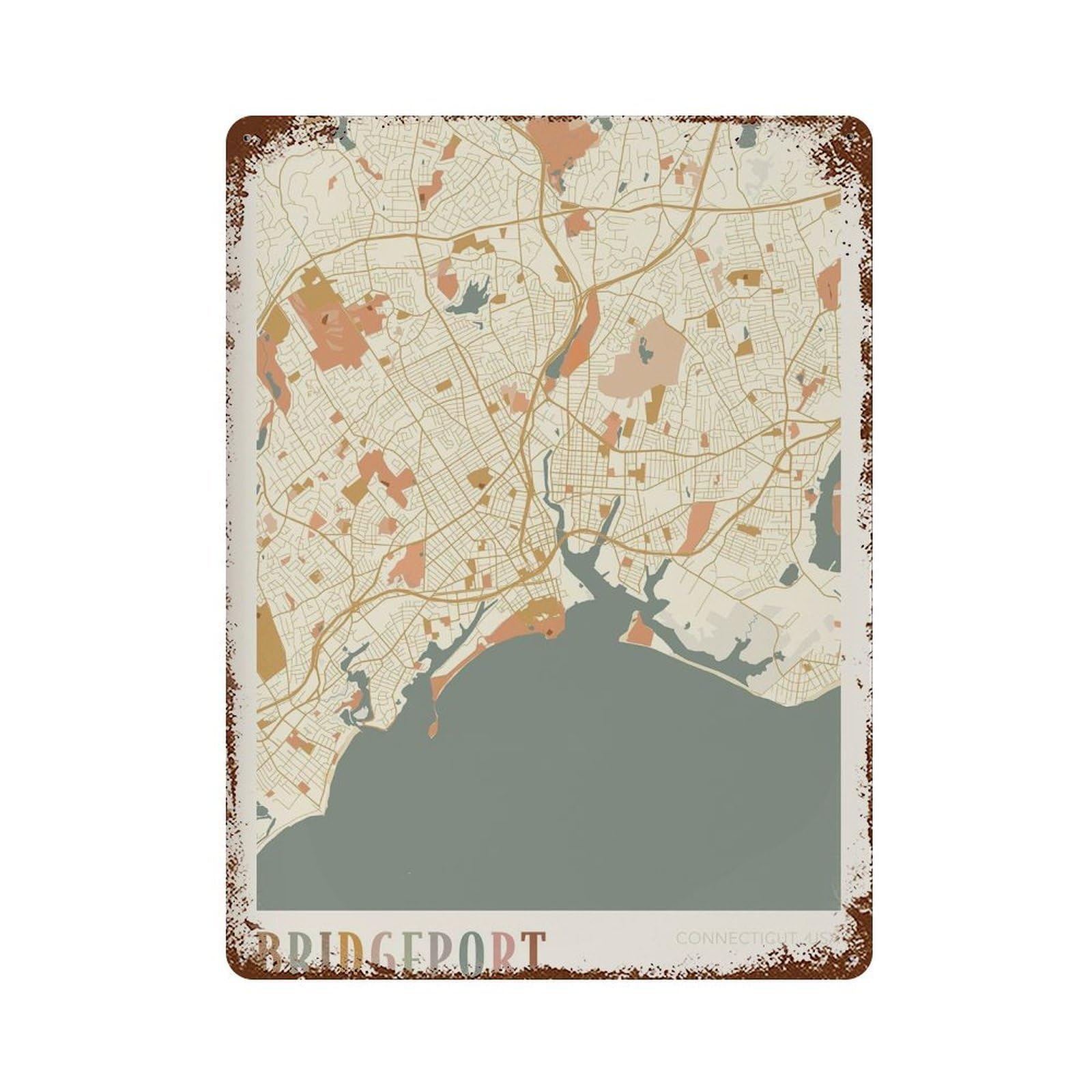 xiaoxiaoshen Bridgeport Map Connecticut Travel Gift Boho for Realtor (2) Wall Decor Art Metal Tin Poster Modern Home Decor Art Home Bar Shop Decorations Vintage Sign 40x30cm