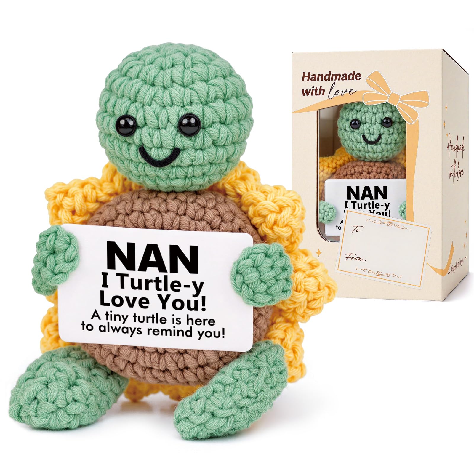 CheriGift Nan Gifts, Nan Birthday Gifts - Handmade Sunflower Crochet Turtle I Turtle-y Love You! Desk Decor - Present for Nan's Birthday Mother's Day Christmas — image 1