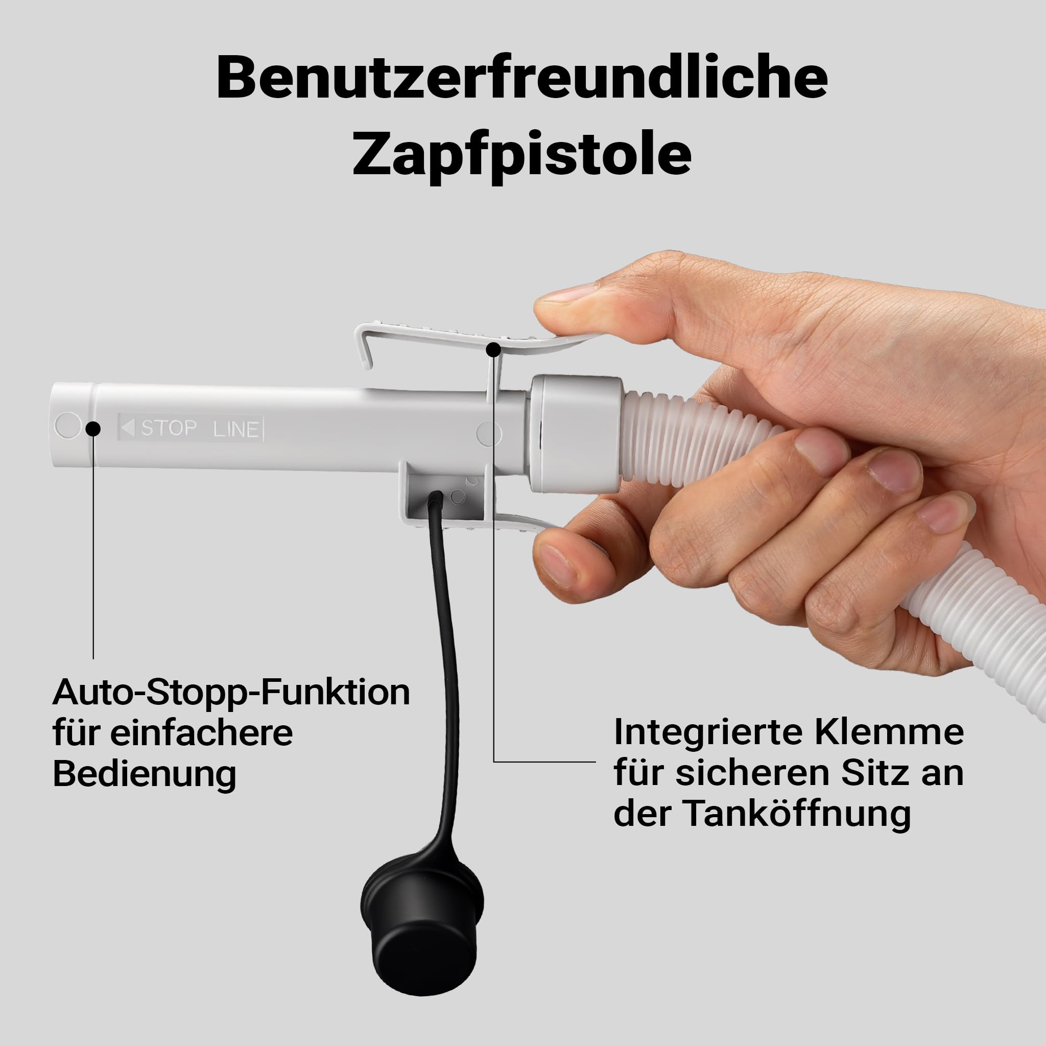 Wiltec batteriebetriebene Transferpumpe Auto USB ca. 12 l/min Förderleistung, Kraftstoffpumpe für Benzin, Diesel, Öl und Wasser, Umfüllpumpe mit Autostopp, Adapter und LED Anzeige