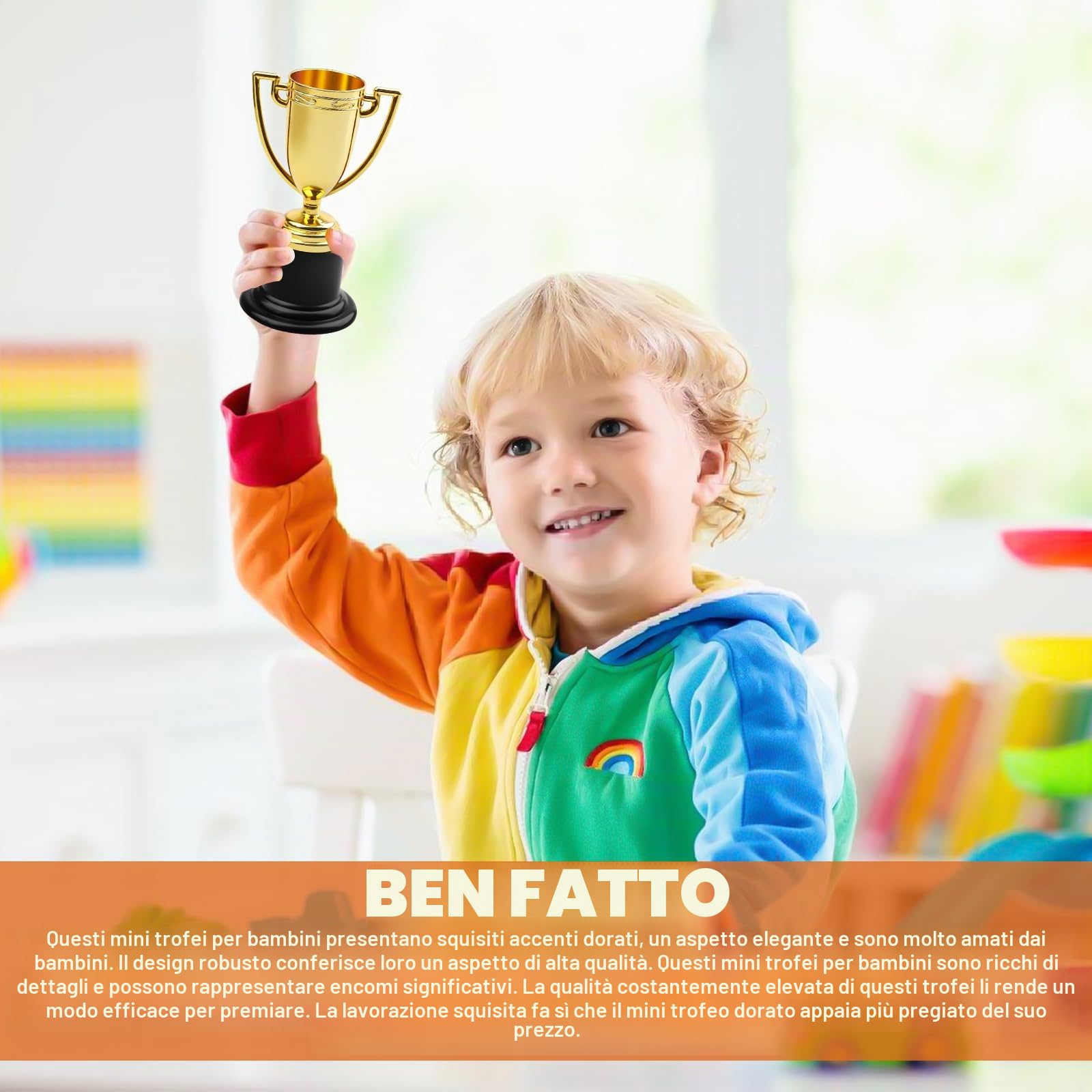 Coppa Trofeo GOEDCH 16 Pezzi: Mini Trofei per Bambini, Mini Trofeo Oro, Mini Trofei Vincitori in Plastica per Compleanni dei Bambini, Mini Trofei per Classi, Scuole, Ricompense, Accessori