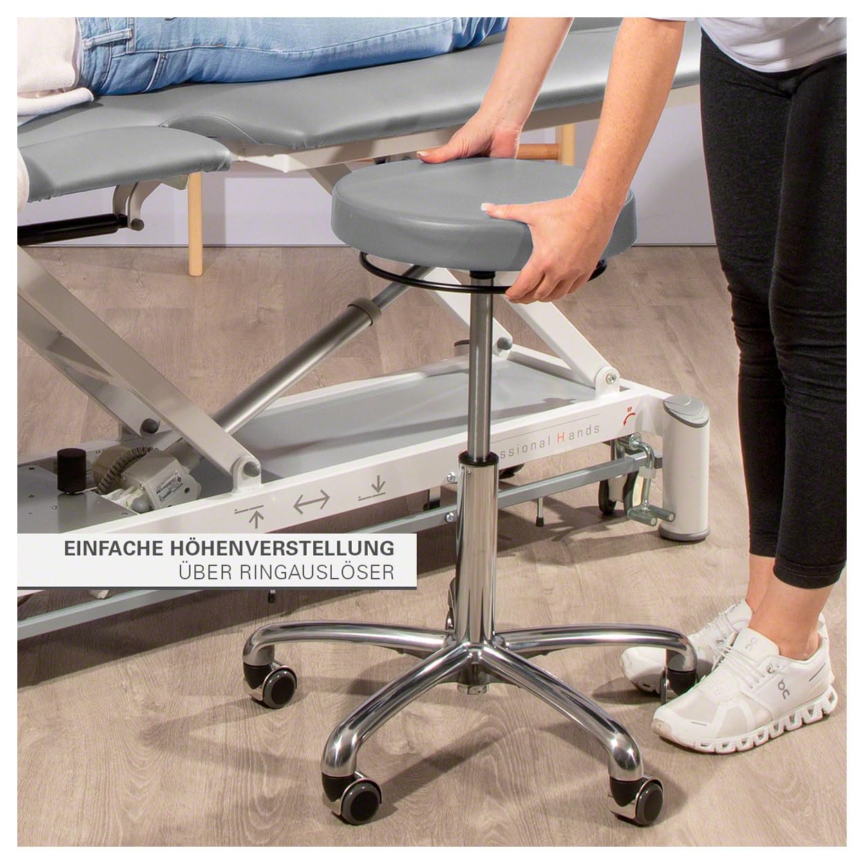 Sport-Tec Drehhocker Exklusiv mit Komfort-Polster und Rollen, Rollhocker Arbeitshocker
