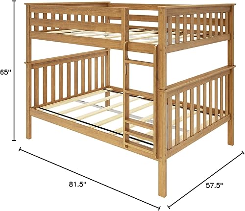 Miniatura 80 de Max & Lily - Litera de tamaño individual sobre matrimonial con escalera, base de cama de madera maciza para niños, barandillas de seguridad de 14