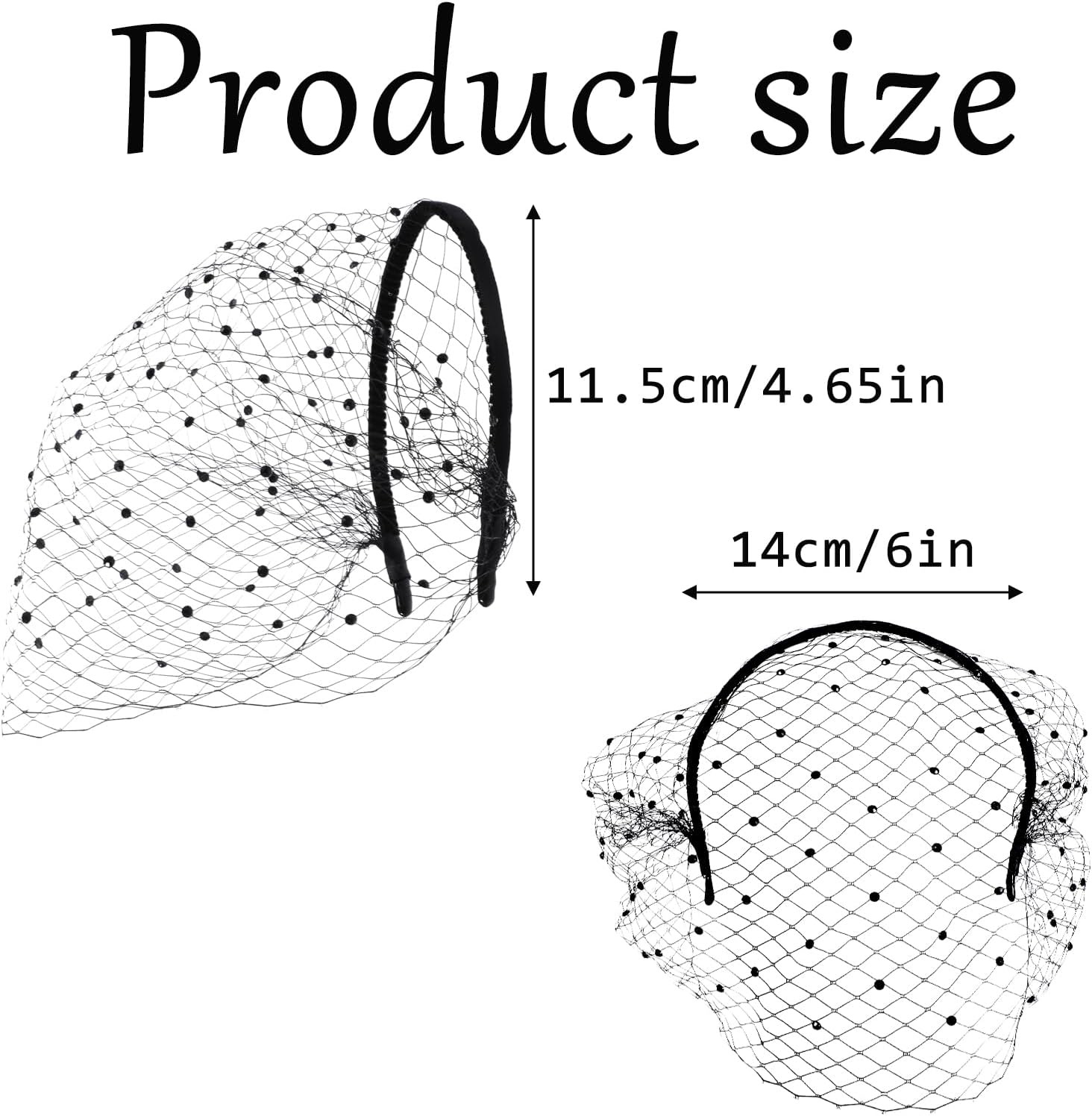 Psyqtsuary Black Mesh Veil 1920s Flapper Fascinator Mesh Veils Headband with Rhinestones Black Funeral-Veil with Rhinestones Bridal Wedding Tea Party Fascinator Veil with Rhinestone for Women