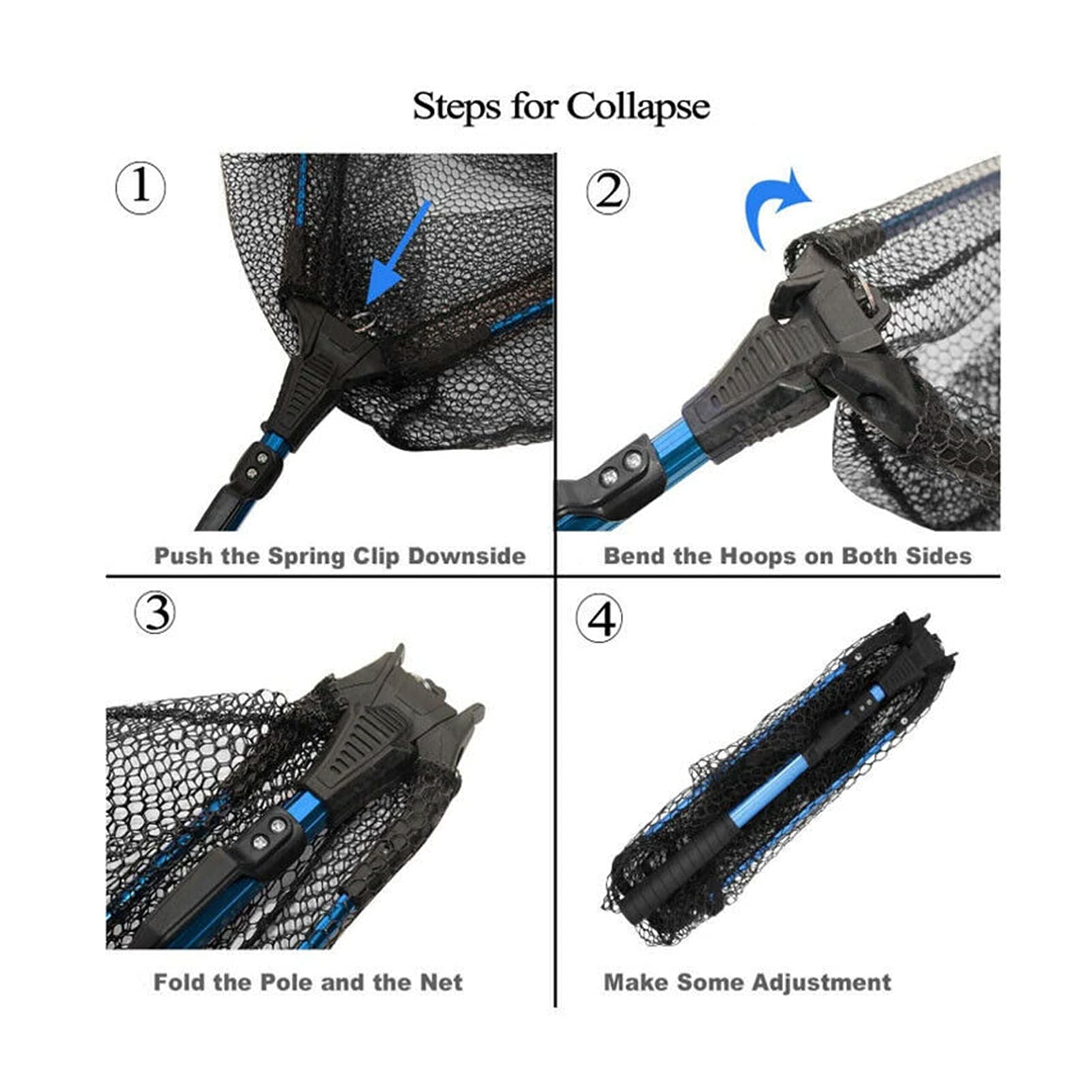 Foldable and retractable fishing net Fishing Net Fishing Landing Net Collapsible Telescopic Fishing Nets for Fish Catching or Releasing with Fish Gripper Fishing Gear Tool Set Easy to carry and storag