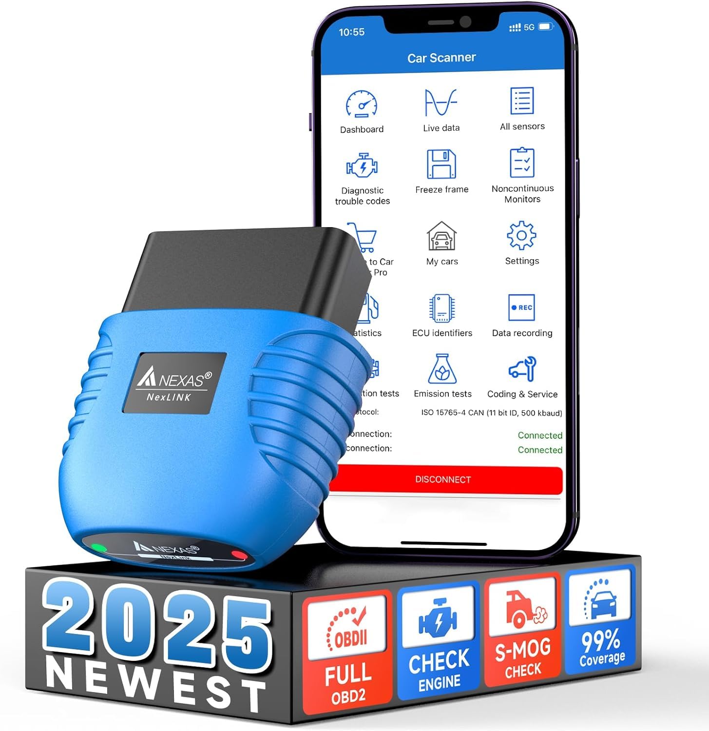 NEXAS Bluetooth OBD2 Scanner,Code Reader