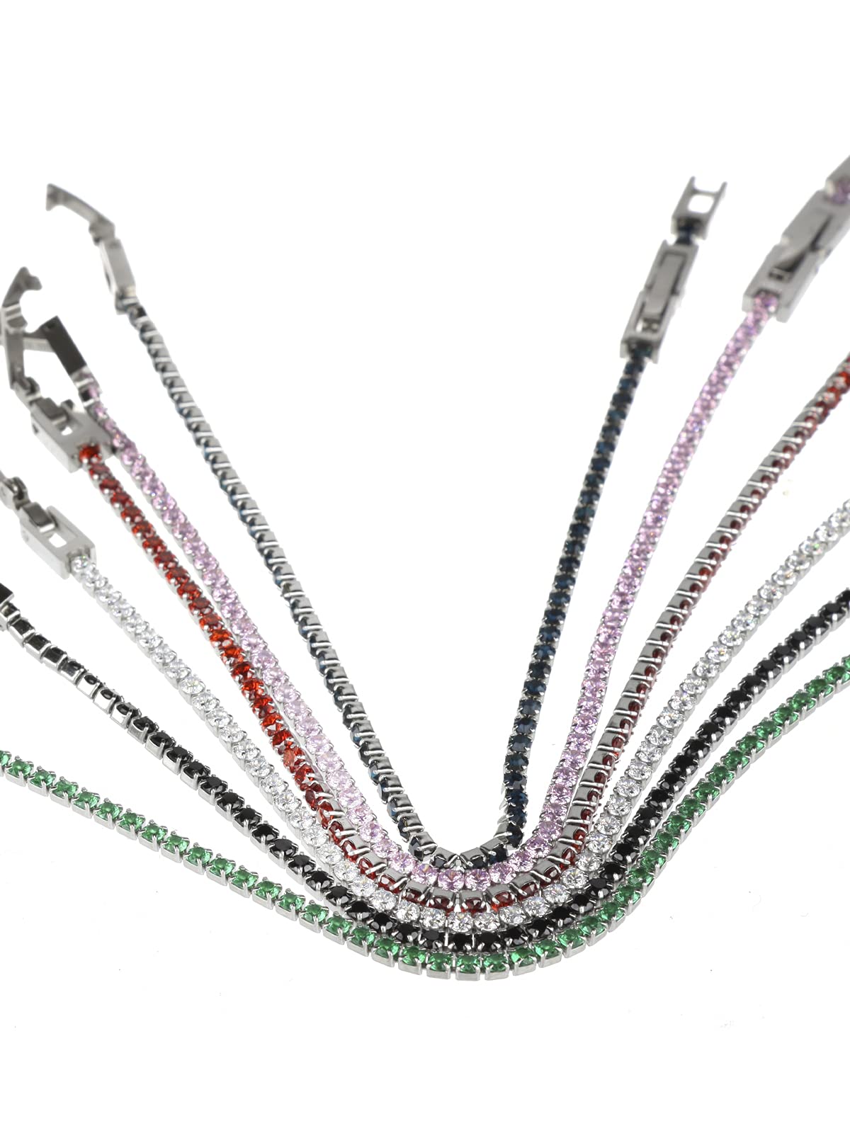 Bracciale Tennis Acciaio Inox Zirconi taglio Brillante 2 mm Lunghezza regolabile