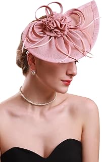 Pillbox Hats 20s 50s Vintage Fascinators for Women Tea Party Hats with Feather Mesh Veil Headband