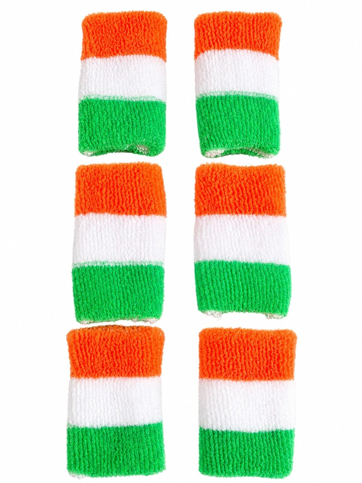Tricolour Striped Sports Wristbands | Orange White Green, Sweat Absorbing, Unisex, Stretchable Fit, Sports & Fitness-image-35